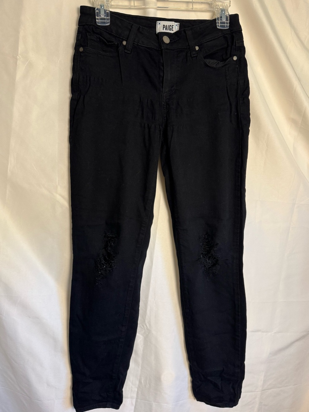 PAIGE Black Distressed Women’s Light Weight Jeans Verdugo Ankle